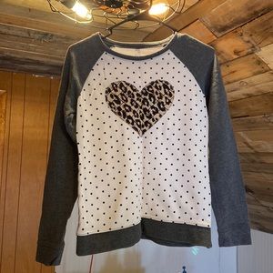 Girls sweatshirt cheetah and polka dot